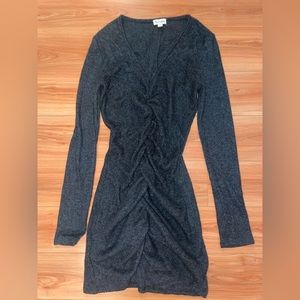 love, Fire size S gray Ruched bodycon mini dress